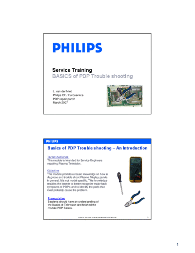 Philips basic troubleshooting pdp 102  Philips Philips ays learning centre (div Training Manuals) basic_troubleshooting_pdp_102.pdf