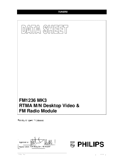 Philips FM1236 Mk3 Oct 18 01  Philips Tuner datasheets FM1236 Mk3_Oct_18_01.pdf