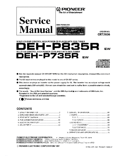 Pioneer crt2036 deh-p735r p835r  Pioneer Audio crt2036_deh-p735r_p835r.pdf