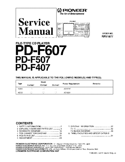 Pioneer Pioneer PD-F607, PD-F507, PD-F407 file type CD player  Pioneer Audio Pioneer PD-F607, PD-F507, PD-F407 file type CD player.pdf