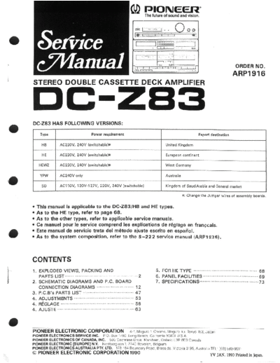 Pioneer dc-z83 shematic adjustments  Pioneer Audio pioneer_dc-z83_shematic_adjustments.pdf