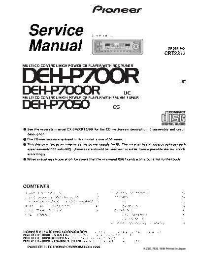 Pioneer deh-p700 deh-p7000 deh-p7050  Pioneer Car Audio deh-p700_deh-p7000_deh-p7050.pdf