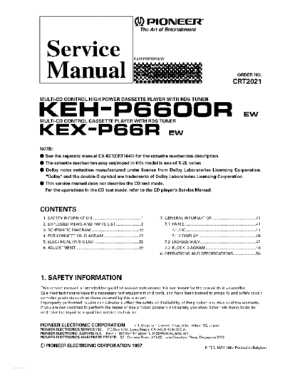 Pioneer KEX-P66R KEH-P6600R  Pioneer Car Audio KEX-P66R_KEH-P6600R.pdf