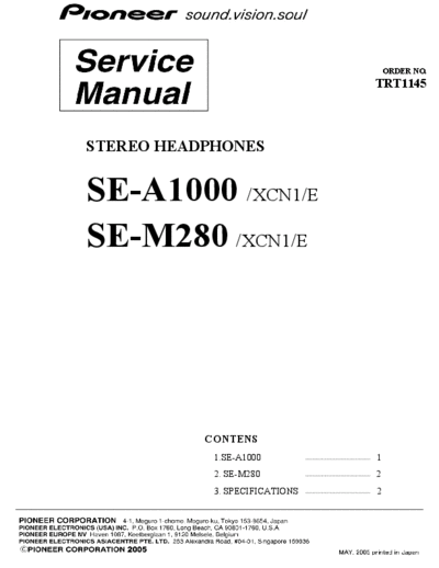 Pioneer trt1145 se a1000 417  Pioneer Head-Phones trt1145_se_a1000_417.pdf