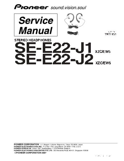 Pioneer trt1151 se e22 j1 933  Pioneer Head-Phones trt1151_se_e22_j1_933.pdf