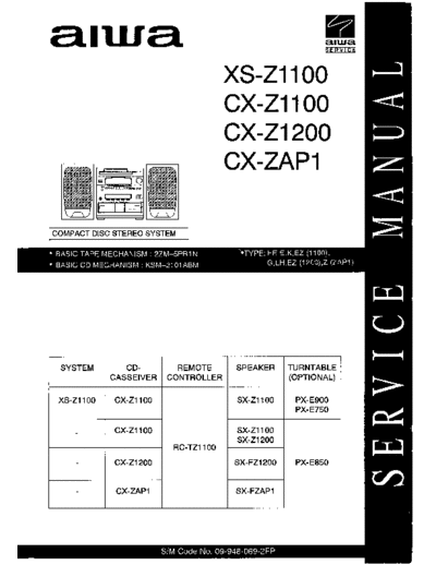AIWA CX-Z1100 Z1200 Z1200LH Z2100M ZAP1 XS-Z1100  AIWA Audio CX-Z1100, CX-Z1200, CX-Z1200LH, CX-Z2100M AIWA_CX-Z1100_Z1200_Z1200LH_Z2100M_ZAP1_XS-Z1100.zip