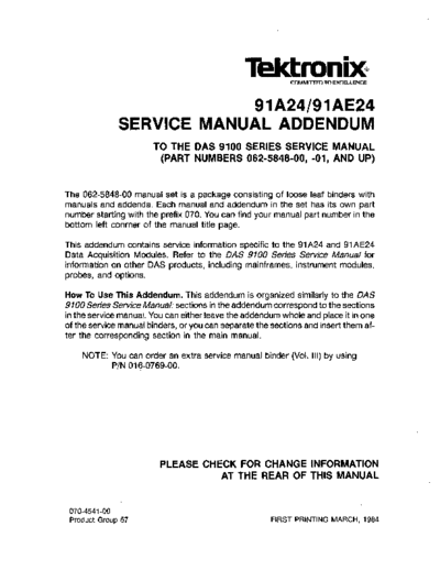 Tektronix Tektronix 91A24 91AE24 sm Addendum  Tektronix 91A24 91AE24 Tektronix_91A24_91AE24_sm_Addendum.pdf