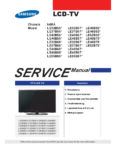 Samsung chassis n68a le32,37,40,46,52b750 b550 b570 b620 b650 b670.part1  Samsung LCD TV LE32,37,40,46,52 B750 B550 B570 B620 B650 B670 ChassisN68A samsung_chassis_n68a_le32,37,40,46,52b750_b550_b570_b620_b650_b670.part1.rar