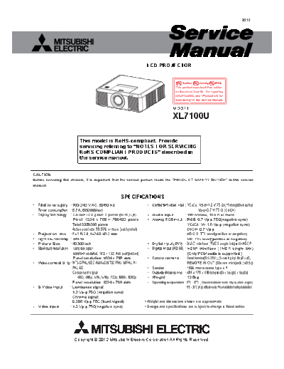 MITSUBISHI mitsubishi xl7100u  MITSUBISHI Projector XL7100U mitsubishi_xl7100u.rar