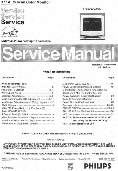 Philips 17B2302Q 107MB Ch CM2317  Philips CM 2317 chassis Philips_17B2302Q_107MB_Ch_CM2317.rar