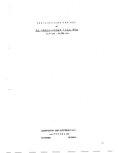 PEKEL PEKEL RC OSCILLATOR TYPE 015A  . Rare and Ancient Equipment PEKEL 015A PEKEL RC OSCILLATOR TYPE 015A.pdf