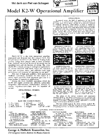 PHILBRICK (US) Philbrick K2W  . Rare and Ancient Equipment PHILBRICK (US) K2W Philbrick_K2W.pdf