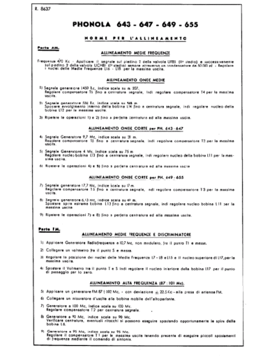 PHONOLA 643 647 649 655 alignment  . Rare and Ancient Equipment PHONOLA Audio Phonola 643 647 649 655 alignment.pdf