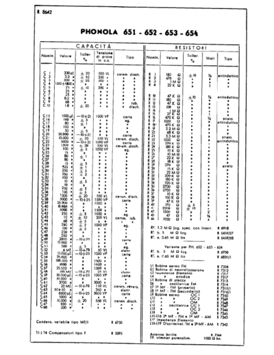 PHONOLA Phonola 651 652 653 654 components  . Rare and Ancient Equipment PHONOLA Audio Phonola 651 652 653 654 components.pdf