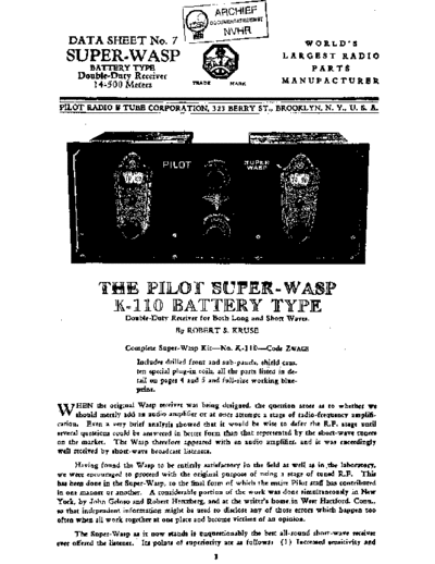 PILOT (US) Pilot K110  . Rare and Ancient Equipment PILOT (US) K110 SuperWasp Pilot_K110.pdf