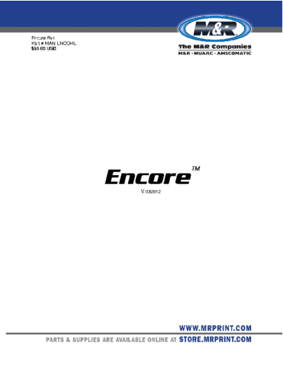 PRINTEX Encore Manual 2012 03 28 EN  . Rare and Ancient Equipment PRINTEX MANUALS Encore_Manual_2012_03_28_EN.pdf