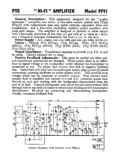 PYE (GB) hfe pye pf91 91a schematic en  . Rare and Ancient Equipment PYE (GB) PF91 hfe_pye_pf91_91a_schematic_en.pdf