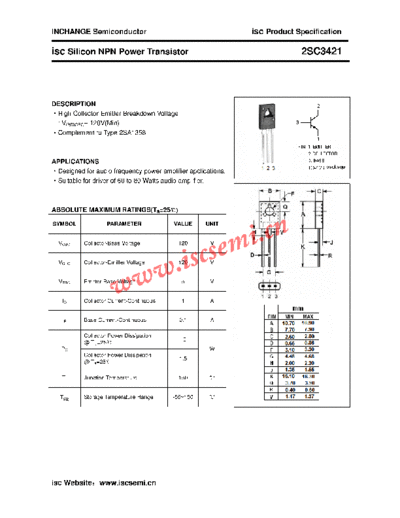 Inchange Semiconductor 2sc3421  . Electronic Components Datasheets Active components Transistors Inchange Semiconductor 2sc3421.pdf