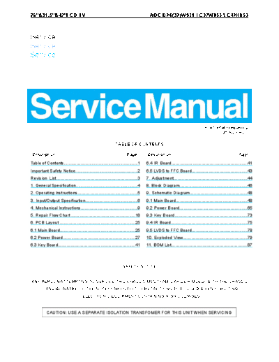 AOC manual servico tv lcd aoc d26w931  AOC LCD D26W931 manual_servico_tv_lcd_aoc_d26w931.zip