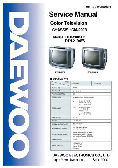 Daewoo cm-220b  Daewoo TV CM-220B cm-220b.djvu