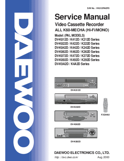 Daewoo VK812PAEF0  Daewoo Video DV-K812xxxxx VK812PAEF0.rar