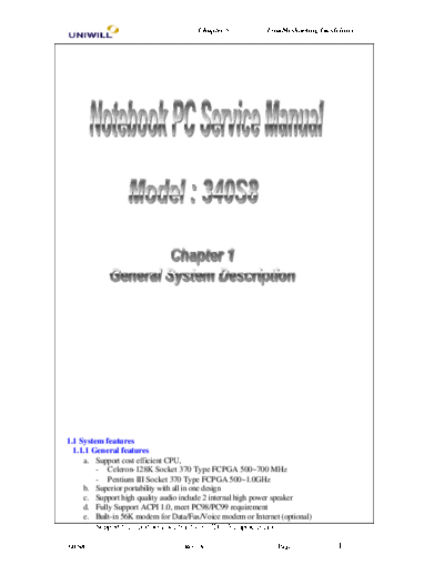 GERICOM 340S8 Service Manual  GERICOM Laptop 340S8 Service Manual.zip