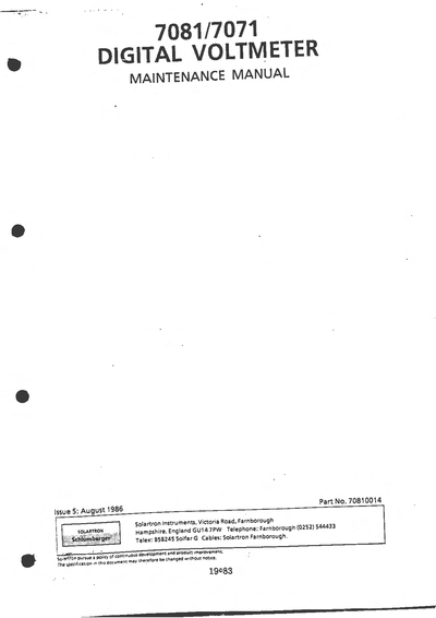 SOLARTRON 7081 maintenance manual  . Rare and Ancient Equipment SOLARTRON 7081 Mickle solartron 7081 maintenance manual.djvu