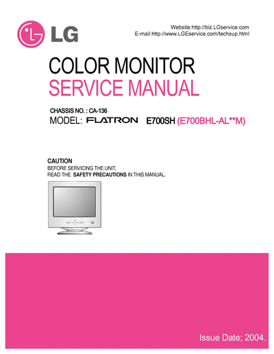 LG e700sh e700bhl chassis ca-136  LG Monitors E700SH E700BHL CHASSIS CA-136 lg_e700sh_e700bhl_chassis_ca-136.djvu