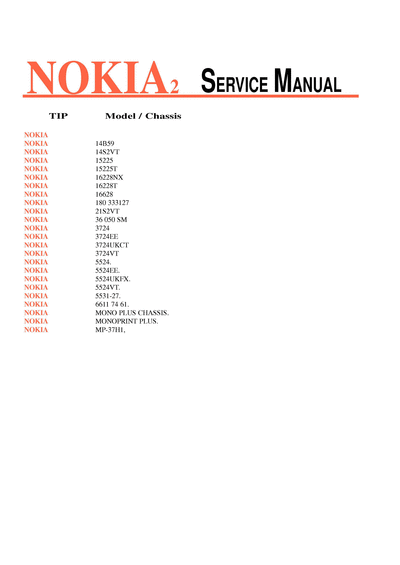 NOKIA chassis mono plus  NOKIA TV Mono plus nokia chassis mono plus.djvu