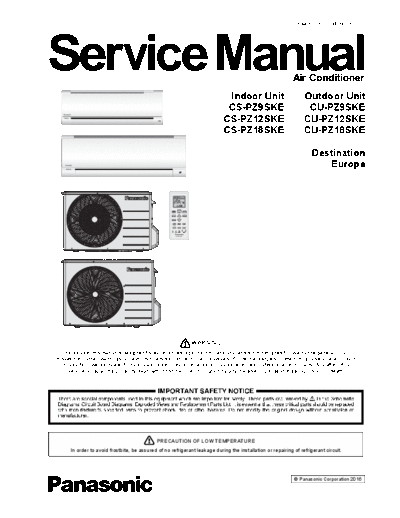 panasonic PAPAMY1602031CE  panasonic Airco CS-PZ12SKE PAPAMY1602031CE.pdf