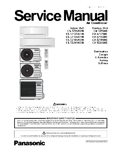 panasonic PAPAMY1603029CE  panasonic Airco CS-TZ12SKEW PAPAMY1603029CE.pdf