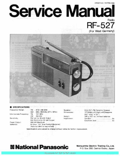 panasonic Panasonic RF527 sch  panasonic Audio RF-527 Panasonic_RF527_sch.pdf