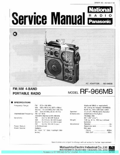 panasonic Panasonic RF966MB sch  panasonic Audio RF-966MB Panasonic_RF966MB_sch.pdf