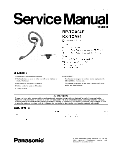 panasonic AD0603030CE A RP-TCA94E  panasonic Audio RP-TCA94E AD0603030CE_A_RP-TCA94E.pdf