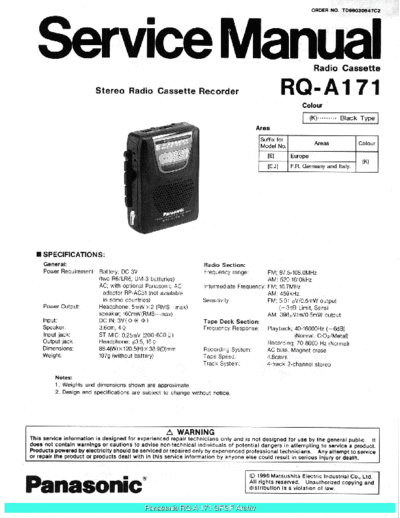 panasonic Panasonic RQA171 sch  panasonic Audio RQ-A171 Panasonic_RQA171_sch.pdf