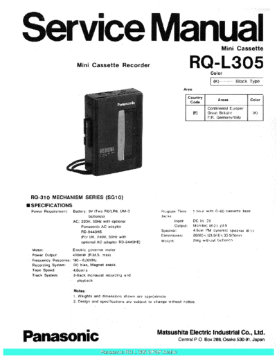 panasonic Panasonic RQL305 sch  panasonic Audio RQ-L305 Panasonic_RQL305_sch.pdf