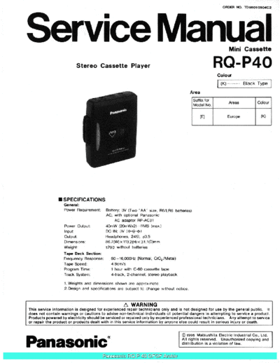 panasonic RQP40 sch  panasonic Audio RQ-P40 Panasonic_RQP40_sch.pdf