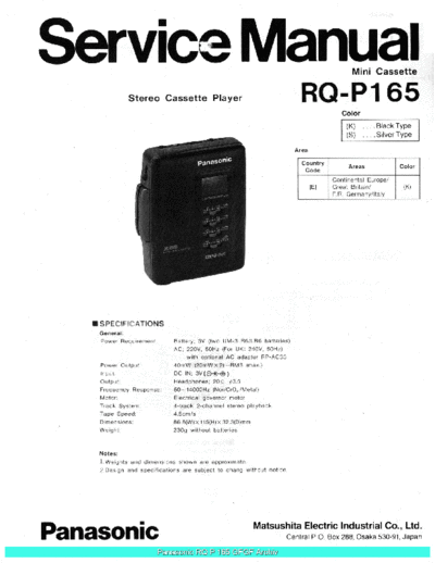 panasonic Panasonic RQP165 sch  panasonic Audio RQ-P165 Panasonic_RQP165_sch.pdf
