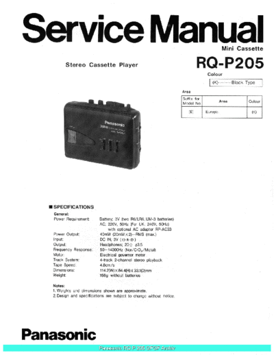 panasonic Panasonic RQP205 sch  panasonic Audio RQ-P205 Panasonic_RQP205_sch.pdf