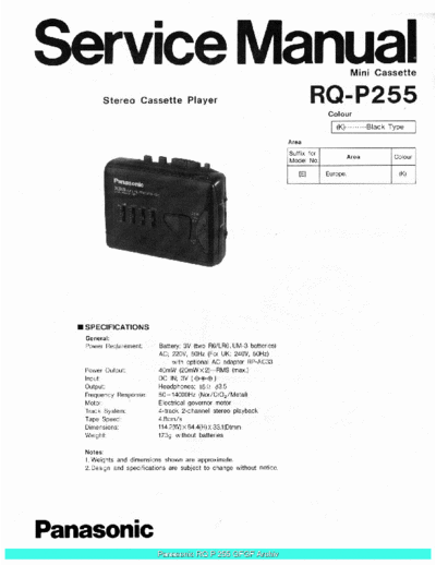 panasonic Panasonic RQP255 sch  panasonic Audio RQ-P255 Panasonic_RQP255_sch.pdf