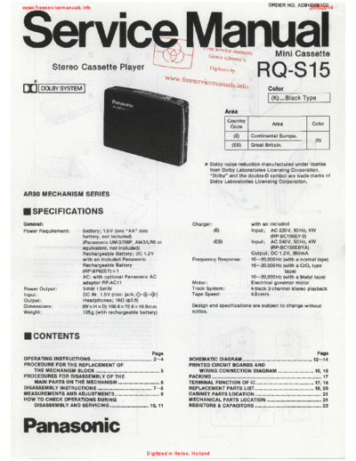 panasonic panasonic rq s15 sm  panasonic Audio RQ-S15 panasonic_rq_s15_sm.pdf