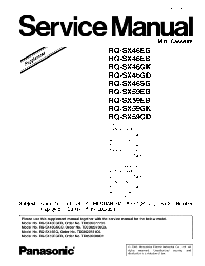 panasonic AD0609526SE  panasonic Audio RQ-SX46 AD0609526SE.pdf