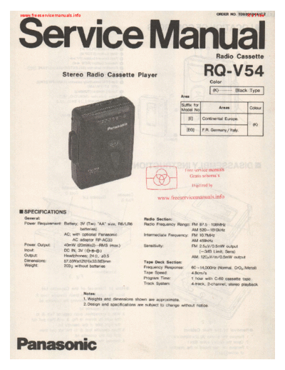 panasonic rq-v54  panasonic Audio RQ-V54 rq-v54.pdf