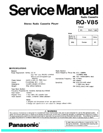panasonic RQV85 sch  panasonic Audio RQ-V85 Panasonic_RQV85_sch.pdf