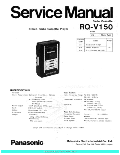 panasonic RQV150 sch  panasonic Audio RQ-V150 Panasonic_RQV150_sch.pdf