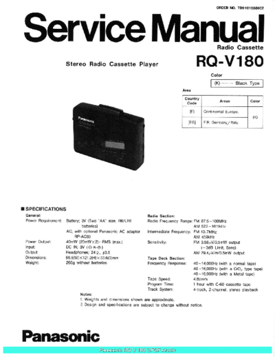 panasonic Panasonic RQV180 sch  panasonic Audio RQ-V180 Panasonic_RQV180_sch.pdf
