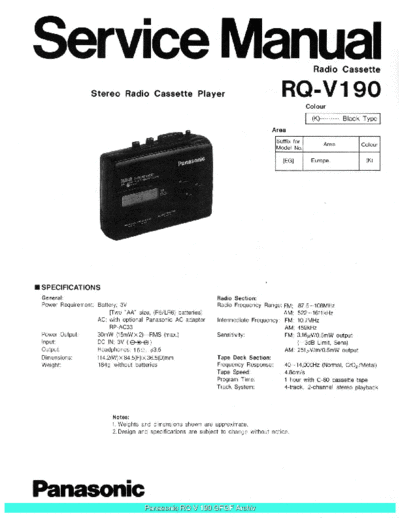 panasonic Panasonic RQV190 sch  panasonic Audio RQ-V190 Panasonic_RQV190_sch.pdf
