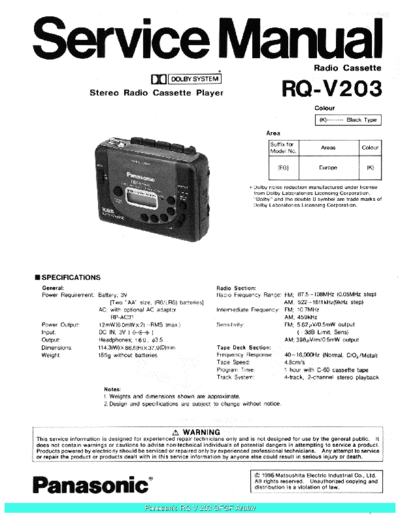panasonic RQV203 sch  panasonic Audio RQ-V203 Panasonic_RQV203_sch.pdf