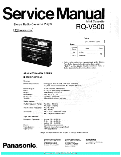 panasonic Panasonic RQV500 sch  panasonic Audio RQ-V500 Panasonic_RQV500_sch.pdf