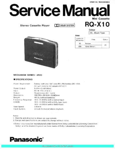 panasonic Panasonic RQX10 sch  panasonic Audio RQ-X10 Panasonic_RQX10_sch.pdf